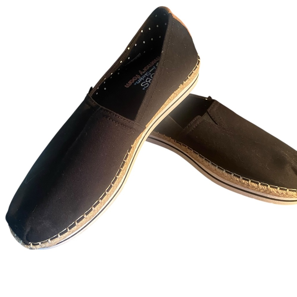Bobs From Skechers Memory Foam Breeze Womens Espadrille Slip On Flats Black 11